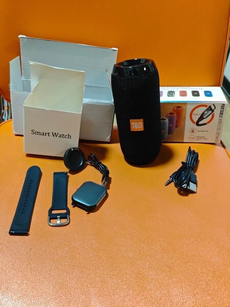 Bluetooth 黒 ワイヤレス スピーカーポータブル T&G スマートウォッチ 黒