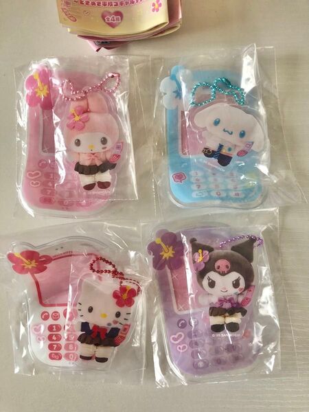 サンリオ ケーキつき アクリルチャーム ときめき平成コギャルデザイン フルコンプ 全4種 ハローキティ マイメロディ クロミ