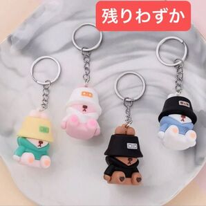バケハ うさぎ キーチェーン キーホルダー バケットハット ストリート系 アメカジ 4個セット