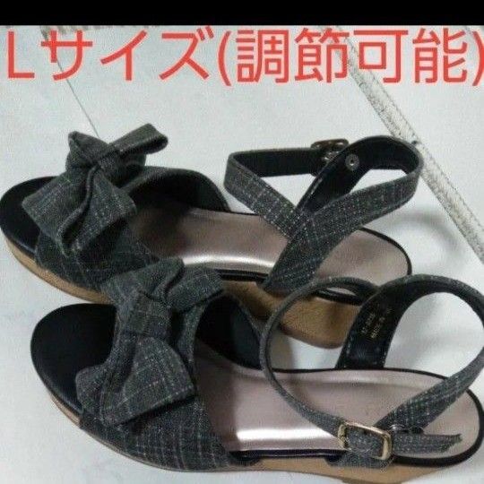 しまむら リボンサンダルLサイズ(24㌢くらい)地雷系 量産型 韓国