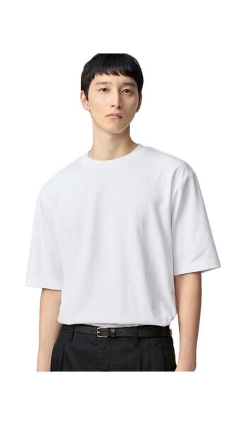 ユニクロU エアリズムコットンオーバーサイズTシャツ(5分袖) ホワイト L