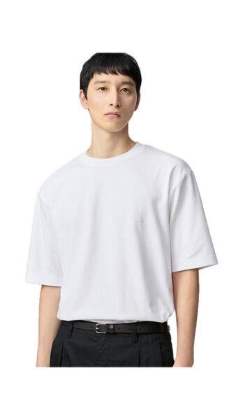 ユニクロU エアリズムコットンオーバーサイズTシャツ(5分袖) ホワイト L