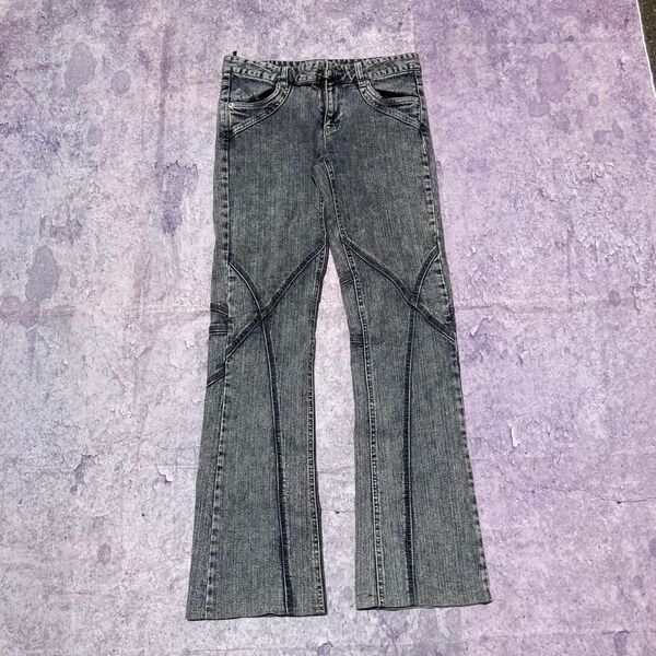00's vintage デニム ジーンズ グレー パンツ 柄 フレアパンツ ブーツカット