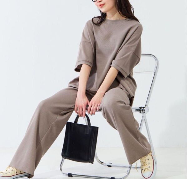 FREAK'S STORE ワッフル クルーT × イージーパンツ セットアップ フリークスストア ベージュ