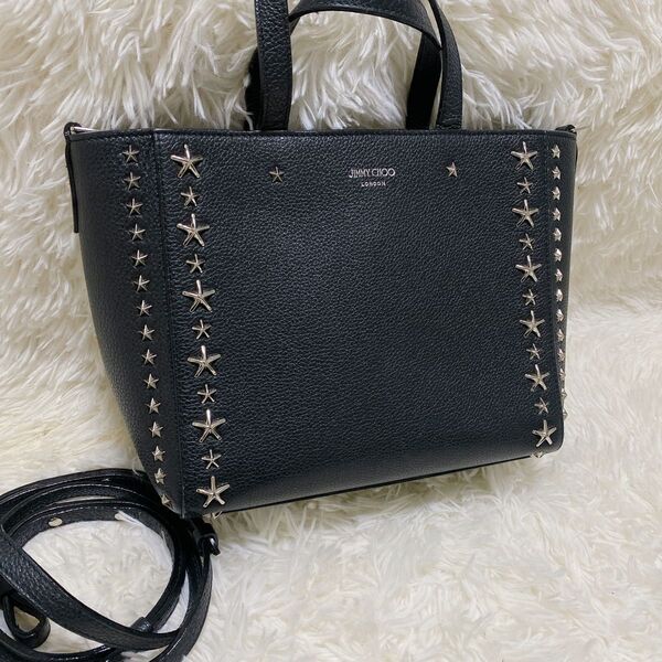 JIMMY CHOO ジミーチュウ ペガシ スタースタッズ 2WAY バッグ 黒