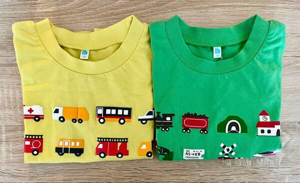 Tシャツ 2枚セット 未使用 100cm はたらくのりもの 鉄道 半袖