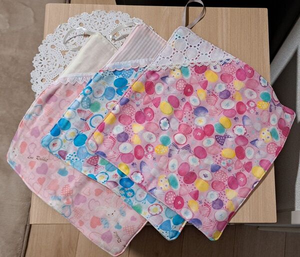 ハンドメイド ループタオル 3枚セット 28×28cm 女の子 保育園