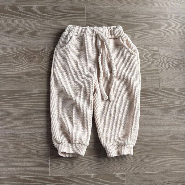 韓国子供服 lacamel ラカメル 紐付き リブパンツ オートミール xs