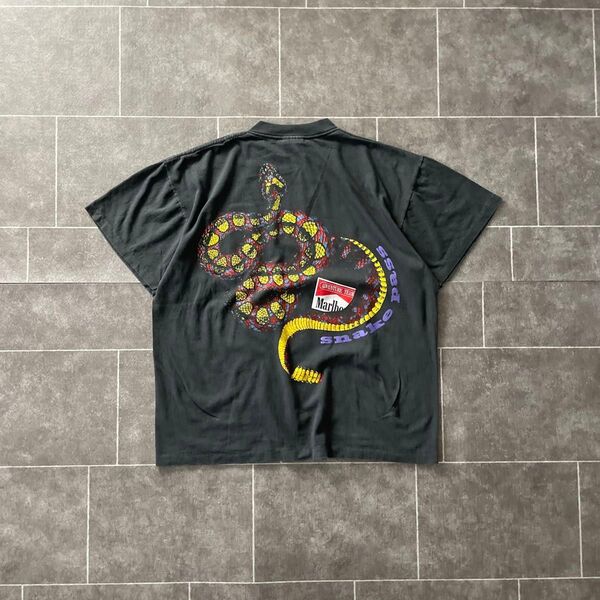 Marlboro マルボロ snake pass スネークパス 蛇 ポケット Tシャツ S/S フェード ブラック