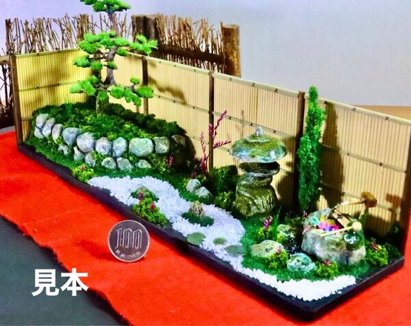 ドールハウス用のミニチュア日本庭園 ジオラマ ハンドメイド