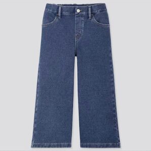 美品 UNIQLO ユニクロ GIRLS デニムワイドクロップドパンツ 150