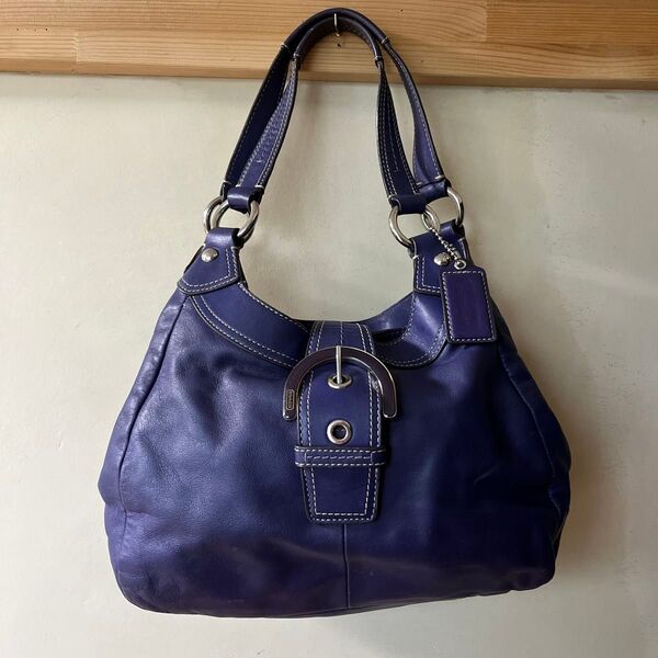 COACH コーチ ショルダーバッグ パープル レザー
