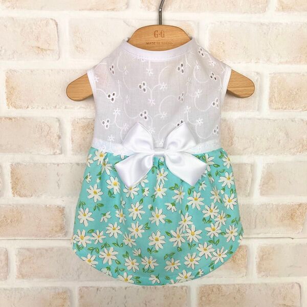 犬服 新作!花柄(水色)⑥