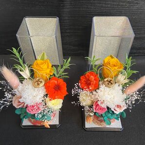 仏花 一対 プリザーブドフラワー ケース付き
