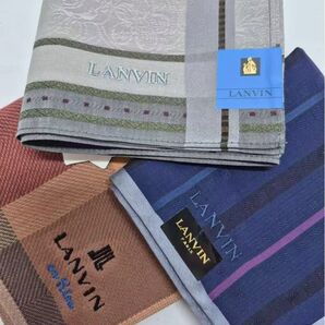 LANVIN ハンカチ タオルハンカチ3枚セット 未使用す