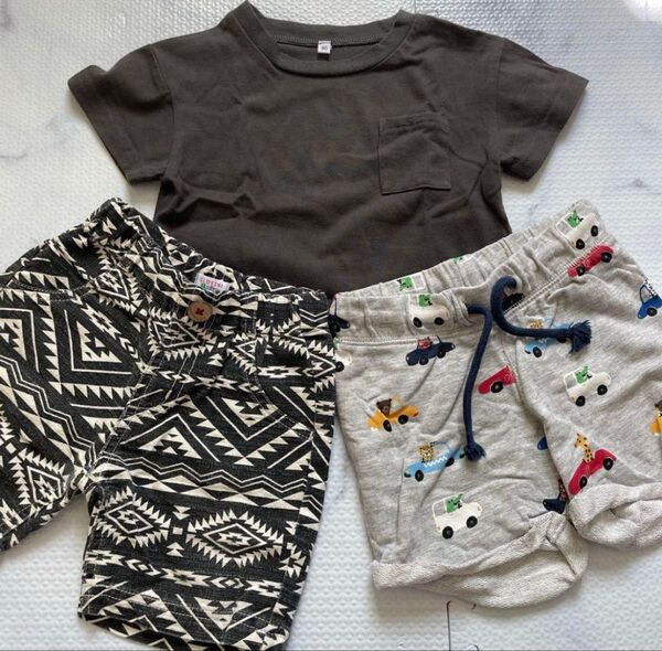 しまむら CLOSSHI H&M 80cm 半袖Tシャツ 総柄ハーフパンツ ショートパンツ 子供服 男の子 トップス