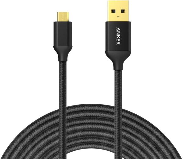 Anker 高耐久ナイロン Micro USB ケーブル 3m 金メッキコネクタ