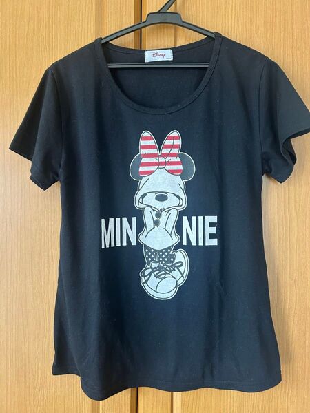 Disney ディズニー ミッキー ミニー Tシャツ 半袖 ブラック クルーネック M レディース