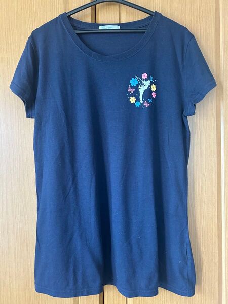 Disney ディズニー ティンカーベル Tシャツ 半袖 クルーネック LL ネイビー レディース