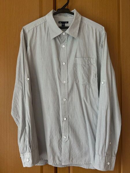 Gap ギャップ 長袖シャツ レギュラーカラーシャツ M グレー ストライプ