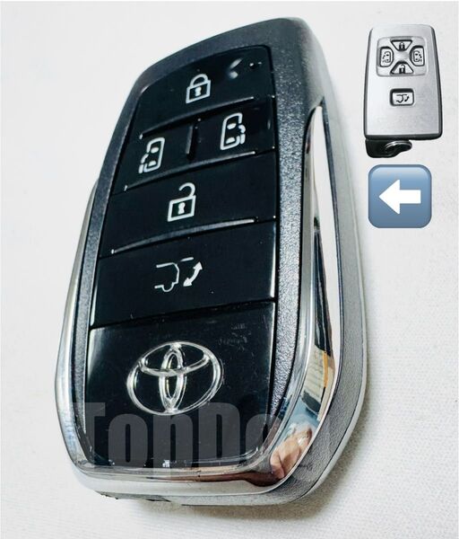 20ヴェルファイア 5ボタン シルバー スマートキー30系カバー変更 トヨタ