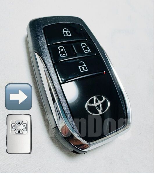 20ヴェルファイア シルバー 4ボタンスマートキー 30タイプカバー変更