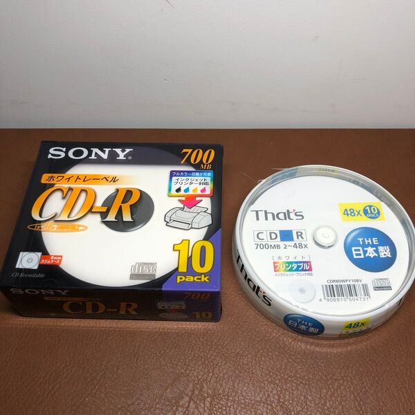 太陽誘電 That's CD-R 10枚 CDR80WPY10BV /SONY CD-R10枚入10CDQ80DPWS