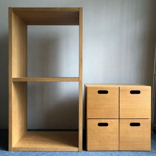 MUJI 無印良品 スタッキングシェルフ チェスト 2段 オーク材 引き出し4個付
