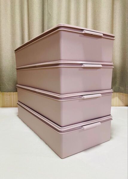 美品/4個セット/タッパーウェア/ロングスーパーケース/ピンク/収納ボックス/衣装ケース