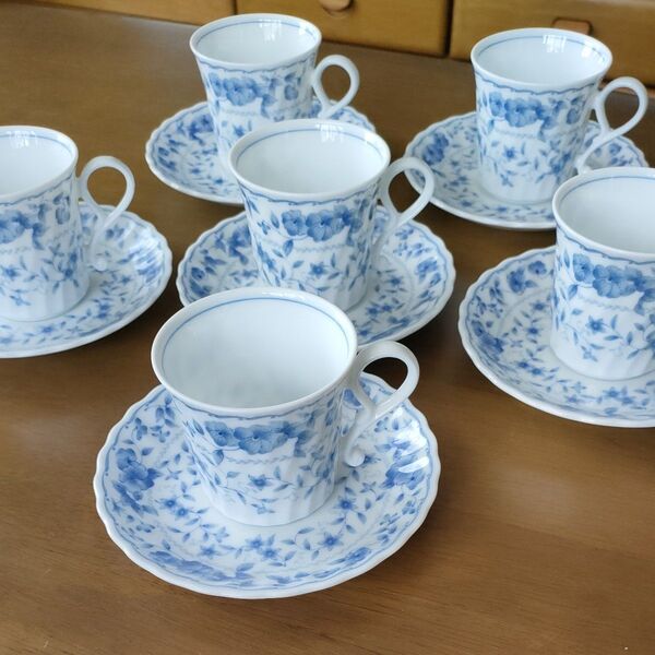 maple white china カップ&ソーサーセット 6客
