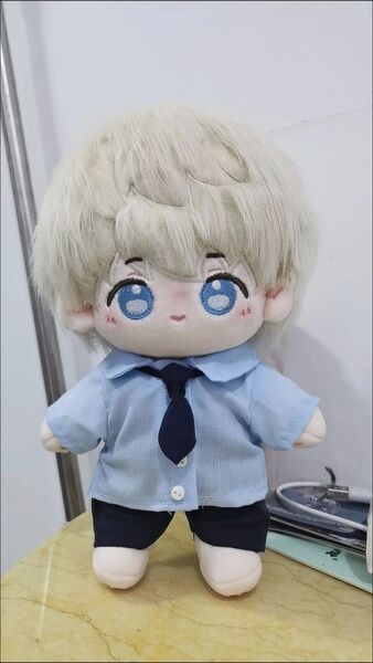 ぬい服 ぬいぐるみ 着せ替え服 人形 20cm コスチューム 洋服 男の子 無属性 韓国 K-POP 制服 2点セット 青