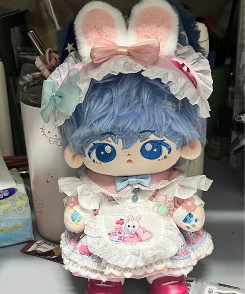 ぬい服 ぬいぐるみ 着せ替え服 人形 20cm 洋服 ワンピース かわいい 女の子 ピンク 5点セット ロリータ うさぎ耳