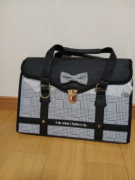 習字セット【新品未使用】チェック柄リボンモチーフバッグ【スタイリッシュなデザイン】書道