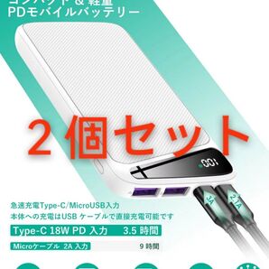 ★期間限定★ 2個セット モバイルバッテリー PD18W Type-C出入力ポート+2つUSBポート/最大出力 5A 22.5W