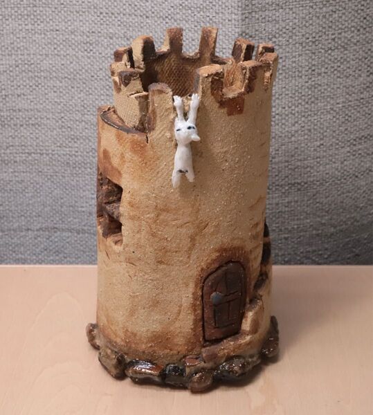 CAT 猫 ネコ ねこのぶらさがる塔 陶器 オブジェ 手作り ハンドメイド