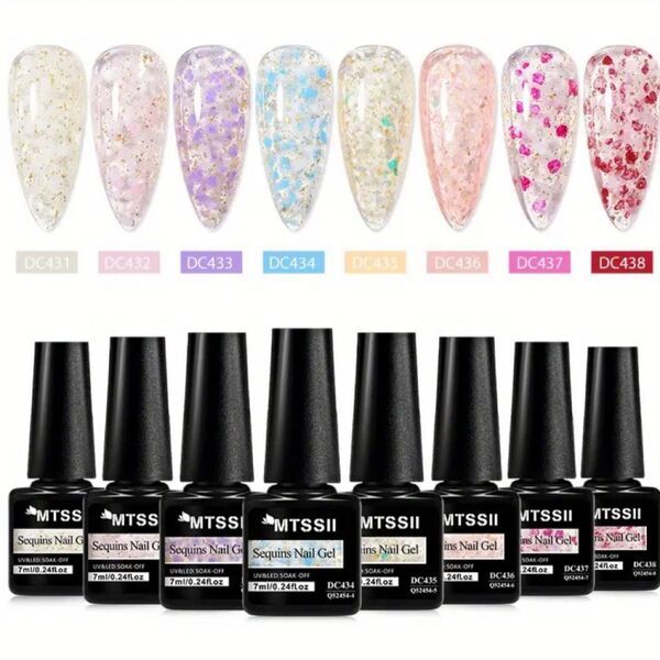 桜 ジェルネイルセット 8色セット カラージェル グリッタージェル ラメジェル GEL 016