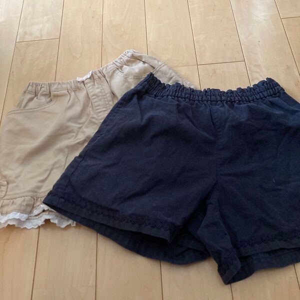 エニィファム ショートパンツ ベージュ ネイビー 150cm