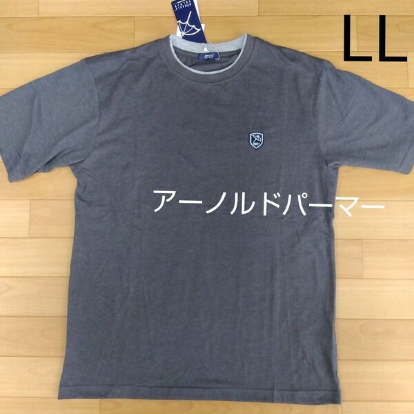 LL ②アーノルドパーマー 新品 半袖Tシャツ トップス 濃灰 メンズ アウトドアスポーツ ゴルフウェアARNORD PALMER