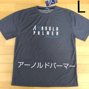 L アーノルドパーマー 新品 ドライ 半袖Tシャツ 濃灰メンズ アウトドアスポーツ ゴルフウェア ARNORD PALMER