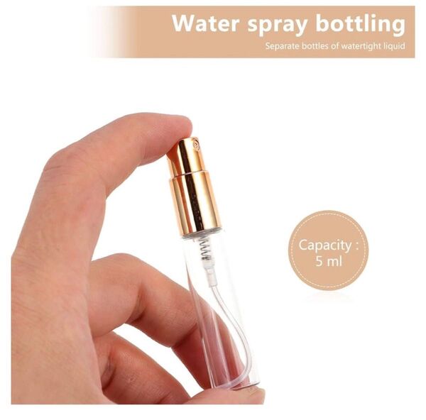 FRCOLOR ボトル 霧吹き 容器 5ml ミニ ガラス瓶 香水瓶 詰め替え容器 12本入 (ゴールド・シルバー・ブラック)