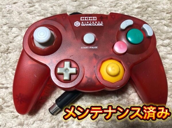 NINTENDO ゲームキューブ コントローラー HORIクリアレッド(メンテナンス済み)