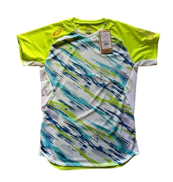 asics アシックス 半袖Tシャツ Mサイズ 新品未使用 ホワイト×グリーン×ブルー