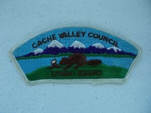 70年台 キャッシュバレー ボーイスカウト CACHE VALLEY UTAH IDAHO アメリカ ビンテージ刺繍ワッペン/ユタ山脈アイダホUSA渓谷ビーバー v75