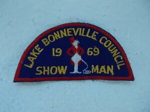 60年台 ボンネビル湖 ボーイスカウト LAKE BONNEVILLE アメリカ ビンテージ刺繍ワッペン/調教師サーカスUSA古着カスタム60sアメリカン v75