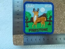 70年台 ボーイスカウト ファイアストーンLAAC BSA FIRESTONE鹿 アメリカ ビンテージ刺繍ワッペン/自然USA狩猟70sアメリカン v75_画像8