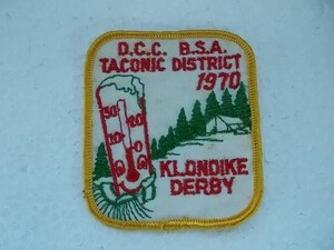 70年台 ボーイスカウト クロンダイクダービーTACONIC DISTRICT KLONDIKE DERBY アメリカ ビンテージ刺繍ワッペン/USA温度計キャラクターv75