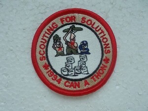 1994年 ボーイスカウト SCOUT FOR SOLUTIONS CAN A THON 刺繍 ワッペン/フード バッジ 缶 カブ シニア スカウト③ v84