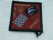 スプリングベール オーストラリアCITY OF SPRINGVALE DISTRICT ボーイスカウト ワッペン/チェッカーフラッグBOY SCOUTパッチ刺繍バッジ v84_画像2