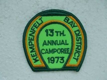 1973年 第13回 KEMPENFELT BAY DISTRICT ANNUAL CAMPOREE ボーイスカウト刺繍ワッペン/馬 蹄鉄 カナダ バッジ パッチ 乗馬 競馬 v84_画像1