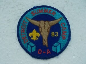 1983年 ボーイスカウトDETROIT SUMMER CAMP ワッペン/デトロイト サマーキャンプ カブスカウトBOY SCOUTパッチ刺繍バッジ v85